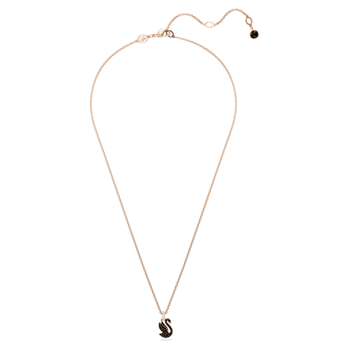 Pendentif Cygne, petit, noir, plaqué or rose Pendentif Cygne, petit, noir, plaqué or rose