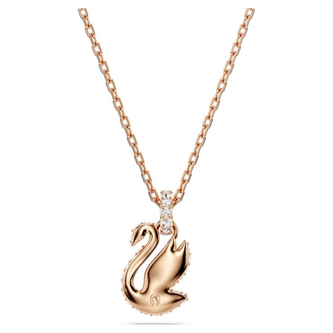 Pendentif Cygne, petit, noir, plaqué or rose Pendentif Cygne, petit, noir, plaqué or rose