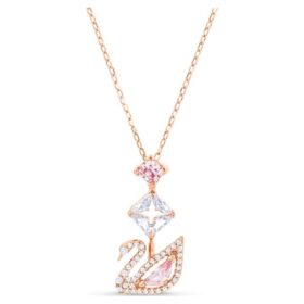 Pendentif cygne, rose, plaqué or rose