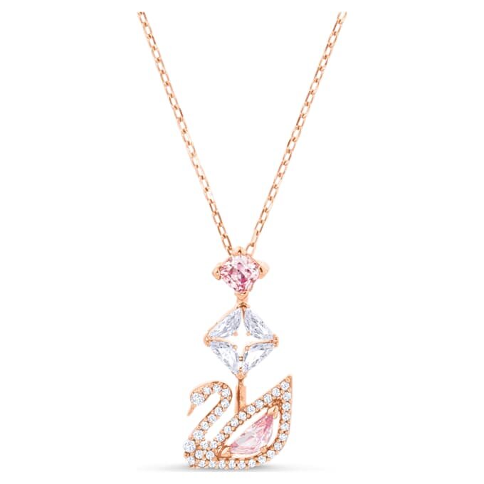 Pendentif cygne, rose, plaqué or rose Pendentif cygne, rose, plaqué or rose