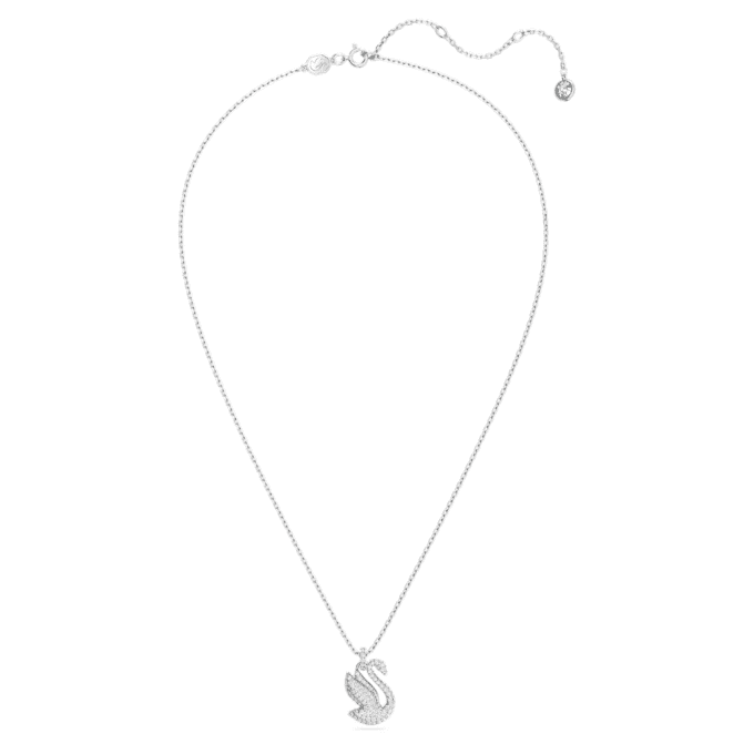 Pendentif Cygne, taille moyenne, blanc, plaqué rhodium Pendentif Cygne, taille moyenne, blanc, plaqué rhodium
