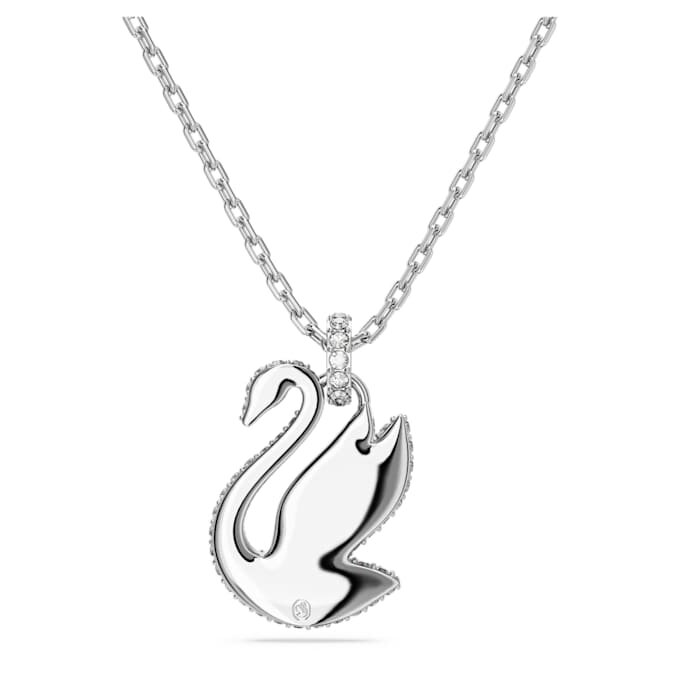 Pendentif Cygne, taille moyenne, blanc, plaqué rhodium Pendentif Cygne, taille moyenne, blanc, plaqué rhodium