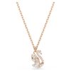 Pendentif Cygne à tailles variées, Cygne, Blanc, plaqué or rose Pendentif Cygne à tailles variées, Cygne, Blanc, plaqué or rose