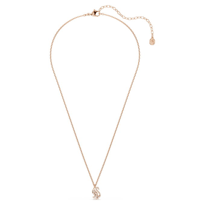 Pendentif Cygne à tailles variées, Cygne, Blanc, plaqué or rose Pendentif Cygne à tailles variées, Cygne, Blanc, plaqué or rose