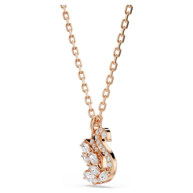 Pendentif Cygne à tailles variées, Cygne, Blanc, plaqué or rose Pendentif Cygne à tailles variées, Cygne, Blanc, plaqué or rose