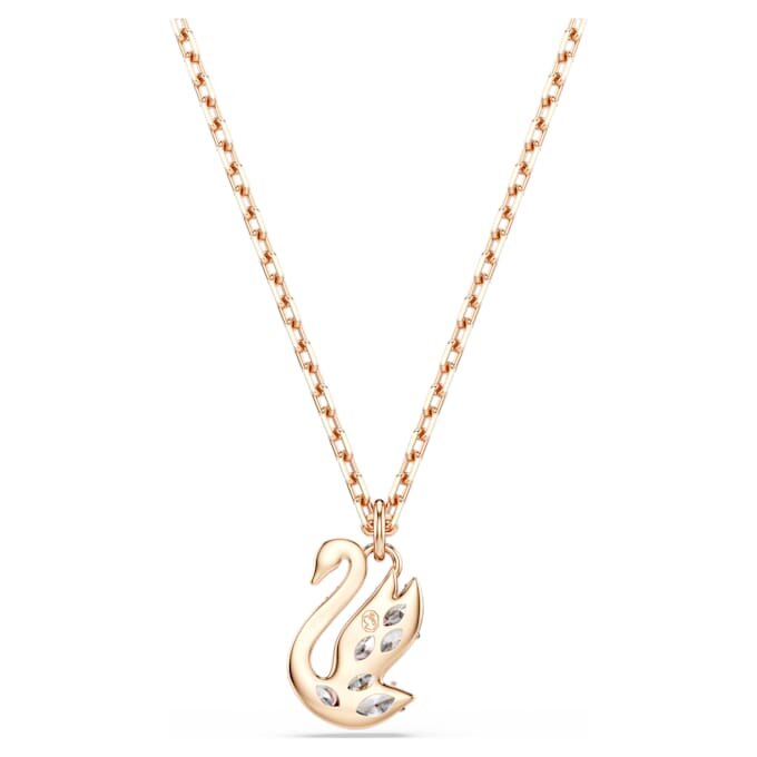Pendentif Cygne à tailles variées, Cygne, Blanc, plaqué or rose Pendentif Cygne à tailles variées, Cygne, Blanc, plaqué or rose