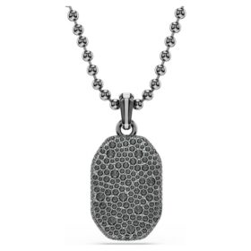 Pendentif Dextera de forme octogonale, taille ronde, noir, plaqué ruthénium