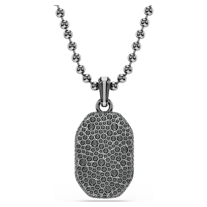 Pendentif Dextera de forme octogonale, taille ronde, noir, plaqué ruthénium Pendentif Dextera de forme octogonale, taille ronde, noir, plaqué ruthénium