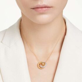 Pendentif Dextera « Interlocking Loop », blanc, plaqué or