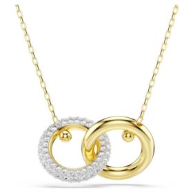 Pendentif Dextera « Interlocking Loop », blanc, plaqué or