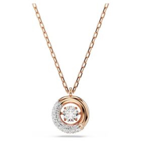 Pendentif Dextera, taille ronde, blanc, plaqué or rose