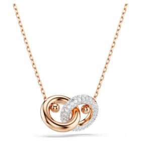 Pendentif Dextera, taille ronde, blanc, plaqué or rose