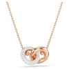 Pendentif Dextera, taille ronde, blanc, plaqué or rose