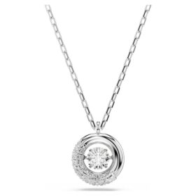Pendentif Dextera, taille ronde, blanc, plaqué rhodium
