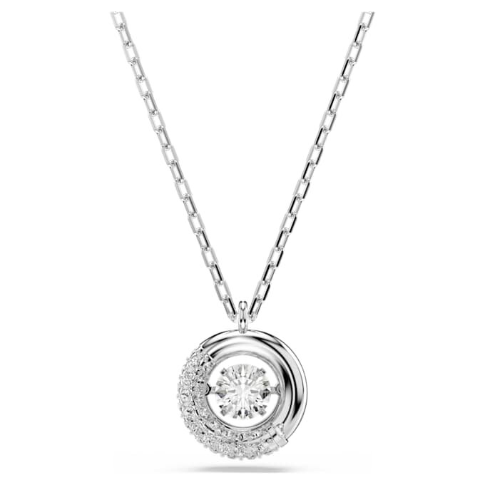 Pendentif Dextera, taille ronde, blanc, plaqué rhodium Pendentif Dextera, taille ronde, blanc, plaqué rhodium
