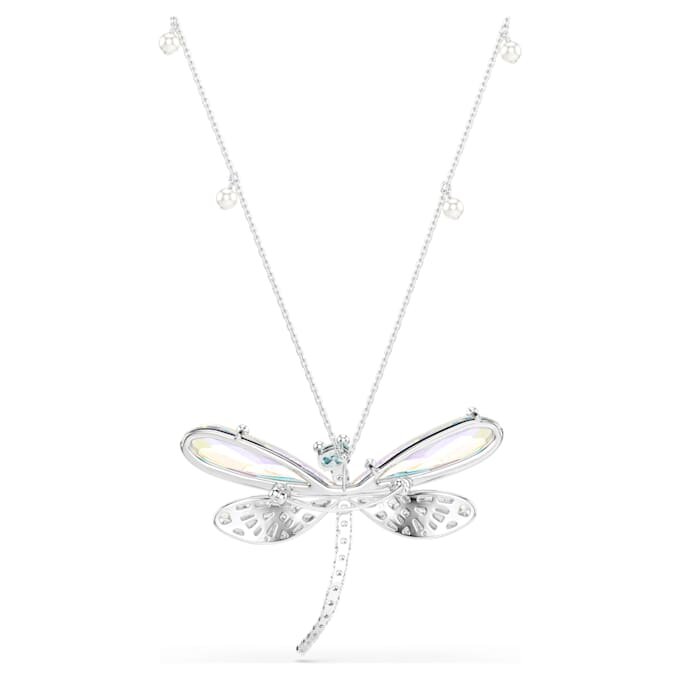 Pendentif et broche Ariana Grande X Swarovski : perle de cristal, tailles variées, libellule, blanc, plaqué rhodium Pendentif et broche Ariana Grande X Swarovski : perle de cristal, tailles variées, libellule, blanc, plaqué rhodium