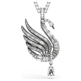 Pendentif et broche « Cygne », blanc, plaqué ruthénium Pendentif et broche « Cygne », blanc, plaqué ruthénium