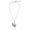 Pendentif et broche « Cygne », blanc, plaqué ruthénium