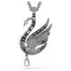 Pendentif et broche « Cygne », blanc, plaqué ruthénium
