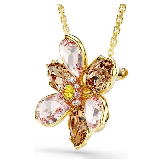 Pendentif et broche Idyllia, tailles variées, fleur, multicolore, plaqué or Pendentif et broche Idyllia, tailles variées, fleur, multicolore, plaqué or