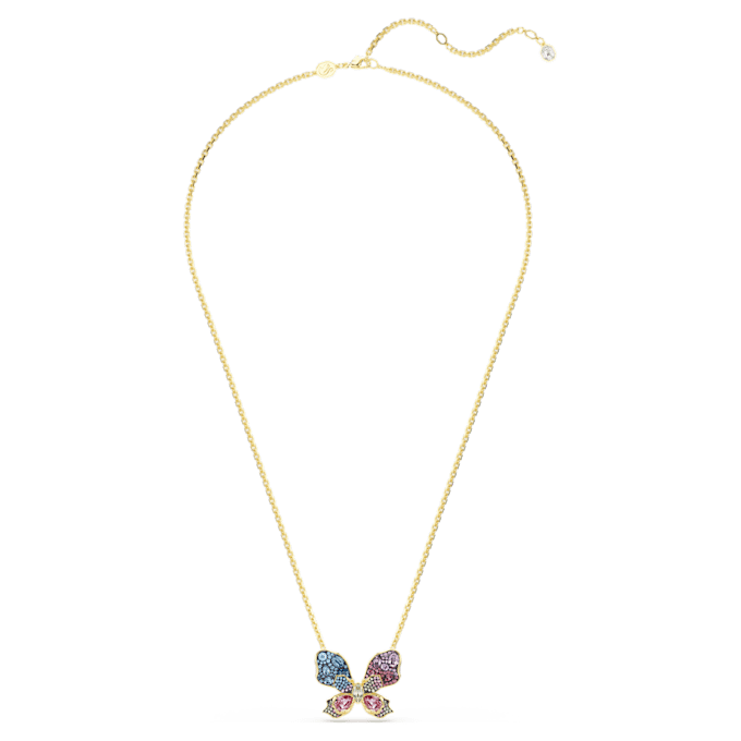 Pendentif et broche Idyllia : tailles variées, pavé, papillon, multicolore, plaqué or Pendentif et broche Idyllia : tailles variées, pavé, papillon, multicolore, plaqué or