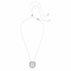 Pendentif et broche « Magic » en forme de flocon de neige, bleu, plaqué rhodium