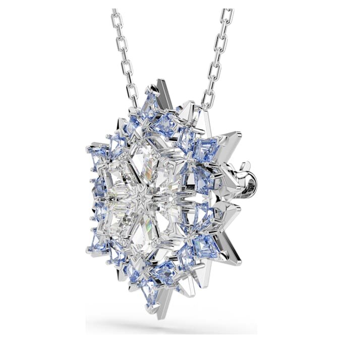 Pendentif et broche « Magic » en forme de flocon de neige, bleu, plaqué rhodium Pendentif et broche « Magic » en forme de flocon de neige, bleu, plaqué rhodium