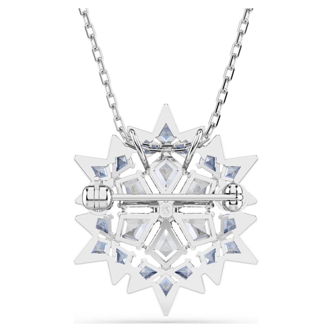 Pendentif et broche « Magic » en forme de flocon de neige, bleu, plaqué rhodium Pendentif et broche « Magic » en forme de flocon de neige, bleu, plaqué rhodium