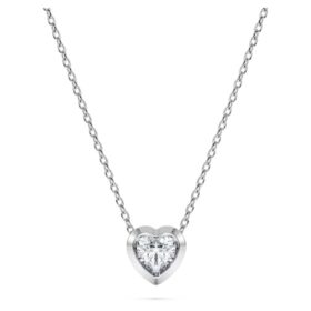 Pendentif Eternity avec diamants synthétiques de 0,5 ct au total, en forme de cœur, en argent sterling