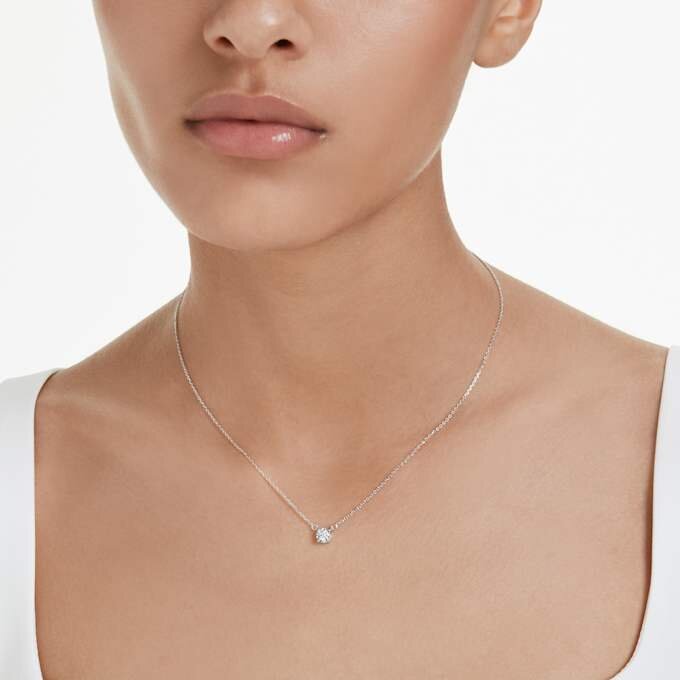Pendentif Eternity avec diamants synthétiques de 0,5 ct au total, forme ronde, argent sterling Pendentif Eternity avec diamants synthétiques de 0,5 ct au total, forme ronde, argent sterling