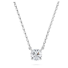 Pendentif Eternity avec diamants synthétiques de 0,5 ct au total, forme ronde, argent sterling