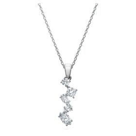 Pendentif Galaxy avec diamants synthétiques de 0,9 ct au total, formes variées, or blanc 14 carats