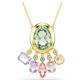 Pendentif Gema : tailles variées, cristaux pendants, multicolore, plaqué or
