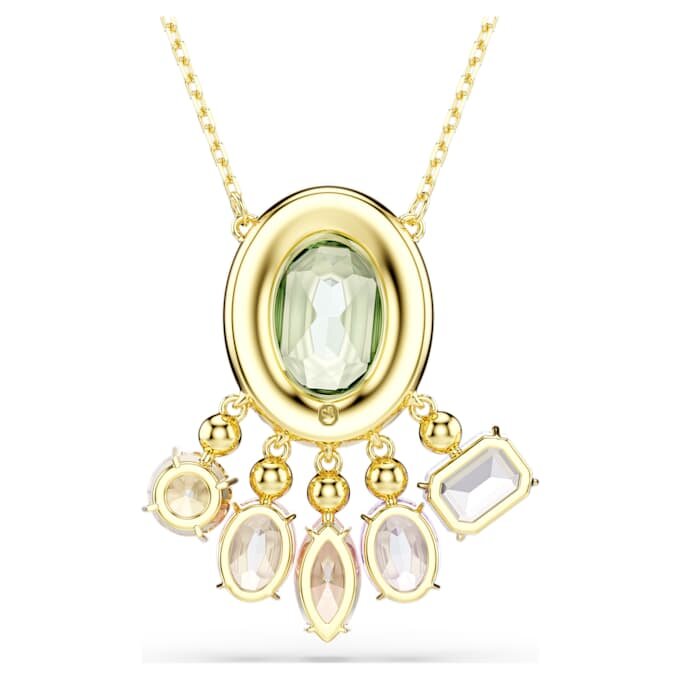 Pendentif Gema : tailles variées, cristaux pendants, multicolore, plaqué or Pendentif Gema : tailles variées, cristaux pendants, multicolore, plaqué or