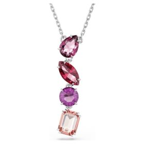 Pendentif Gema, tailles variées, rose, plaqué rhodium