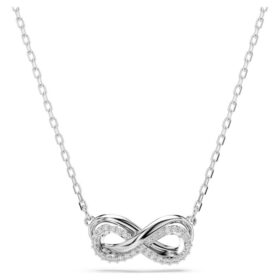 Pendentif Hyperbola pavé, Infinity, Blanc, plaqué rhodium