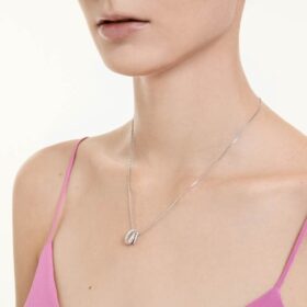 Pendentif Hyperbola, taille ronde, blanc, plaqué rhodium