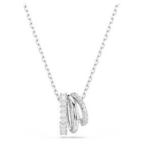 Pendentif Hyperbola, taille ronde, blanc, plaqué rhodium