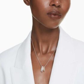 Pendentif Hyperbola à tailles variées, blanc, finition métaux mélangés