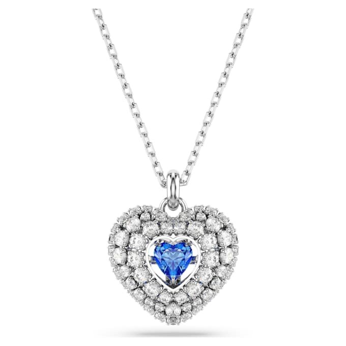 Pendentif Idyllia en forme de cœur, bleu, plaqué rhodium Pendentif Idyllia en forme de cœur, bleu, plaqué rhodium