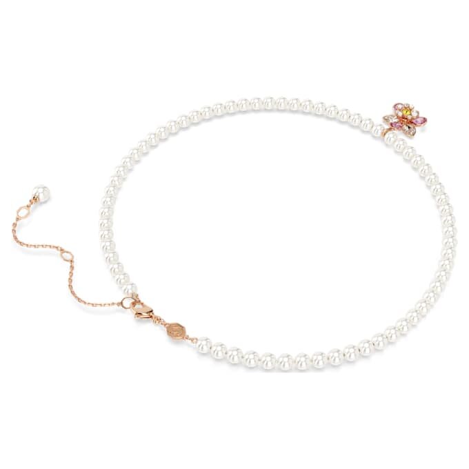 Pendentif Idyllia en perles de cristal, tailles variées, fleur, multicolore, plaqué or rose Pendentif Idyllia en perles de cristal, tailles variées, fleur, multicolore, plaqué or rose