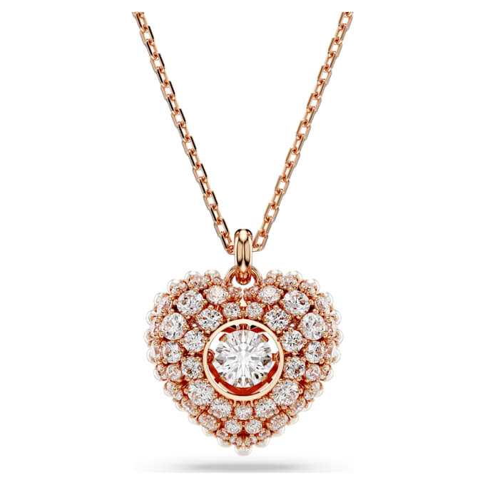 Pendentif Idyllia Perle de cristal, cœur, blanc, plaqué or rose Pendentif Idyllia Perle de cristal, cœur, blanc, plaqué or rose