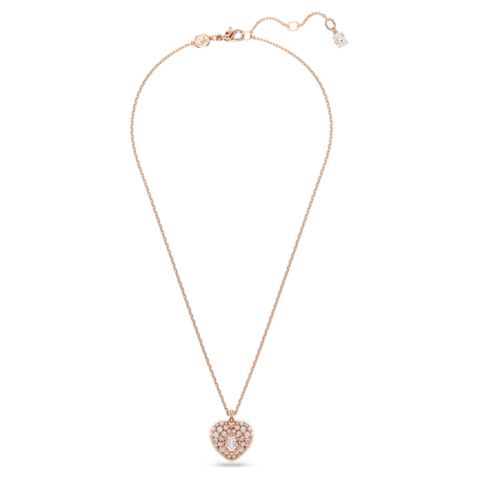 Pendentif Idyllia Perle de cristal, cœur, blanc, plaqué or rose Pendentif Idyllia Perle de cristal, cœur, blanc, plaqué or rose