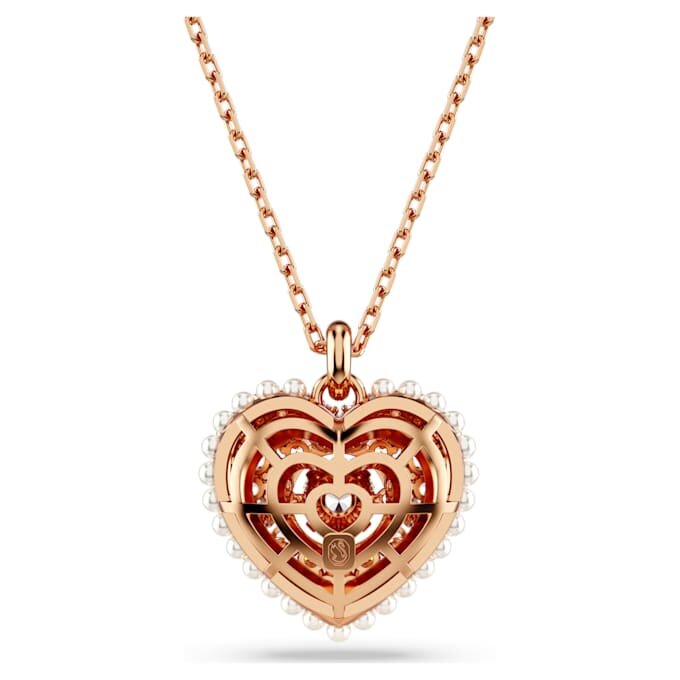 Pendentif Idyllia Perle de cristal, cœur, blanc, plaqué or rose Pendentif Idyllia Perle de cristal, cœur, blanc, plaqué or rose