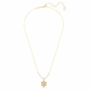 Pendentif Idyllia : perles de cristal, tailles variées, fleur, multicolore, plaqué or Pendentif Idyllia : perles de cristal, tailles variées, fleur, multicolore, plaqué or