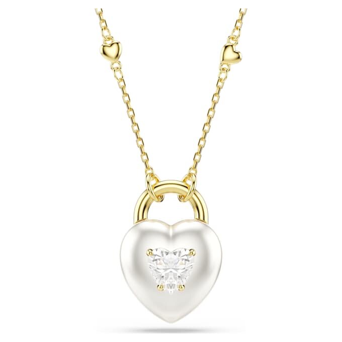 Pendentif Idyllia, tailles variées, cœur, blanc, plaqué or Pendentif Idyllia, tailles variées, cœur, blanc, plaqué or