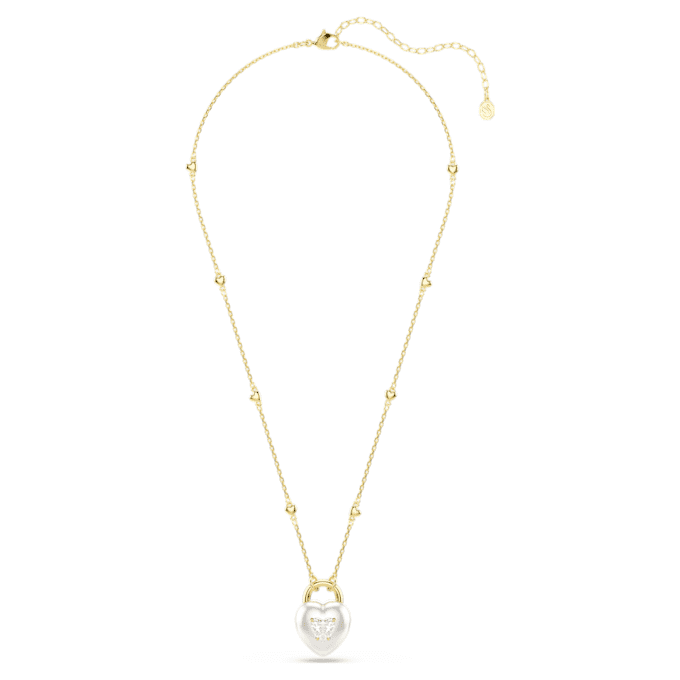Pendentif Idyllia, tailles variées, cœur, blanc, plaqué or Pendentif Idyllia, tailles variées, cœur, blanc, plaqué or
