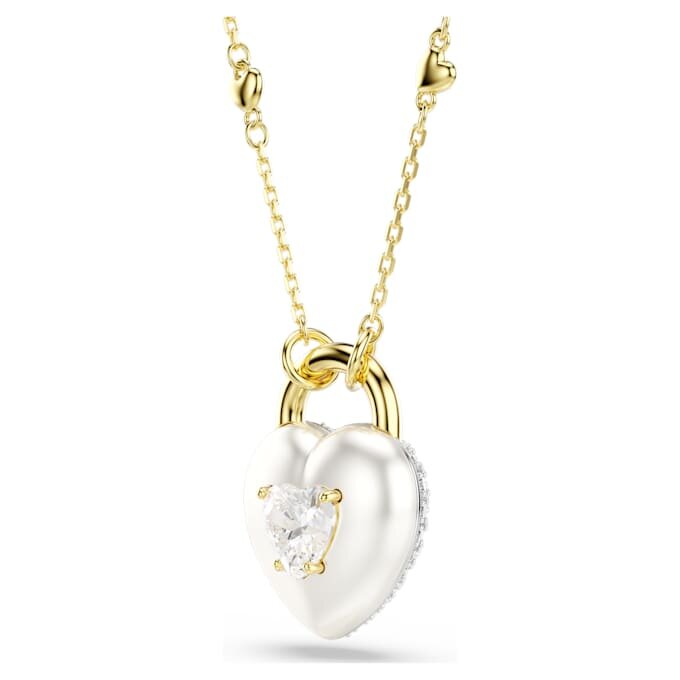 Pendentif Idyllia, tailles variées, cœur, blanc, plaqué or Pendentif Idyllia, tailles variées, cœur, blanc, plaqué or
