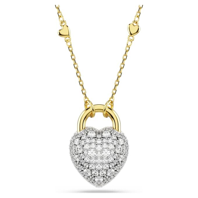 Pendentif Idyllia, tailles variées, cœur, blanc, plaqué or Pendentif Idyllia, tailles variées, cœur, blanc, plaqué or