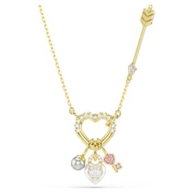 Pendentif Idyllia : tailles variées, cœur, clé, rose, plaqué or